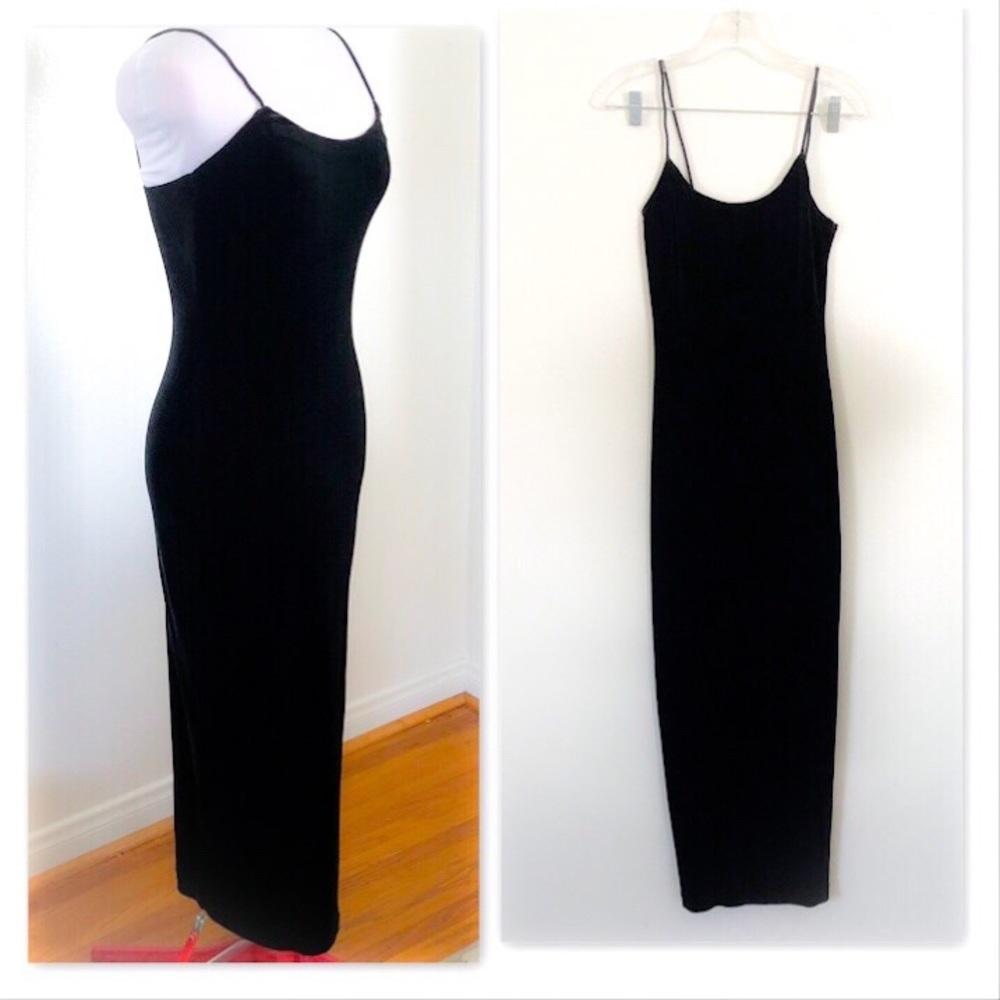 Vintage - 90s Bergdorf Goodman Black Velvet Dress